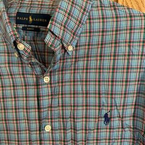 Ralph Lauren Blue and Red Casual Button Down Shirt
